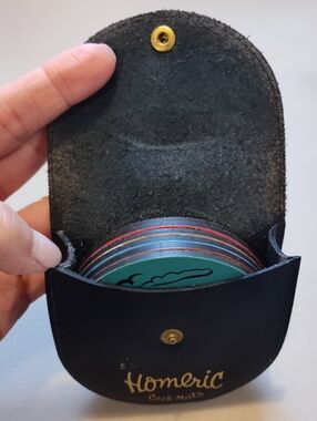 Black Leather Vintage Home Lines S.S. Oceanic Drink Coaster Case Snap Closure